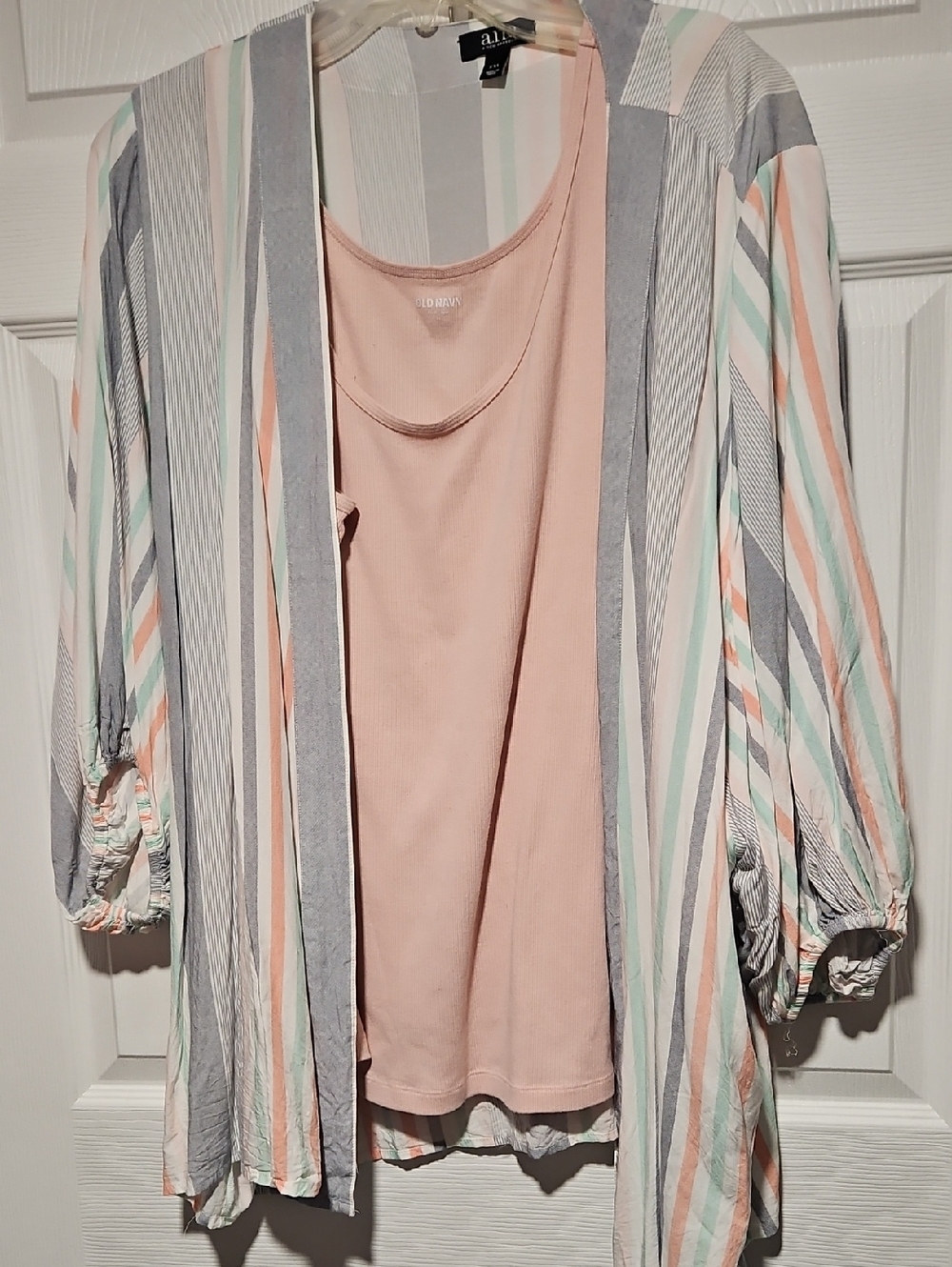 a.n.a Pastel Striped Open-Front Layering Piece